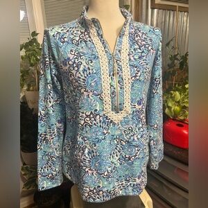 Lilly Pulitzer Blue Janie Popover, Like New, Women’s Size Medium